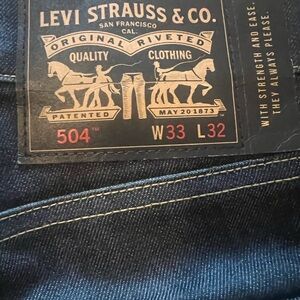Levis 504 Jeans Mens 33x32 Black Blue Regular Straight Denim Mid Rise Classic